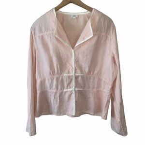 J.Jill Easy-wear 100% Linen Button Down Blouse Jacket Soft Pink Women’s 14 P